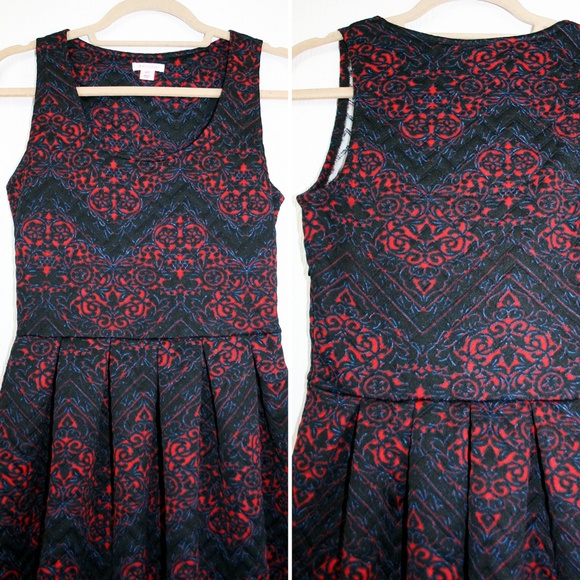 Quilted Black & Red Baroque Print Skater Dress - Picture 5 of 8